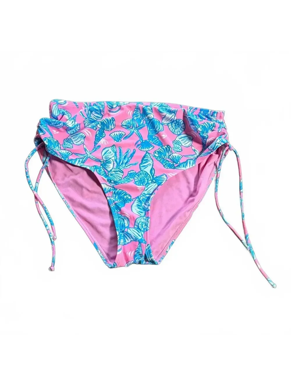 STELLA PARKER shell costal draw cord adjustable side high waist swim bottom